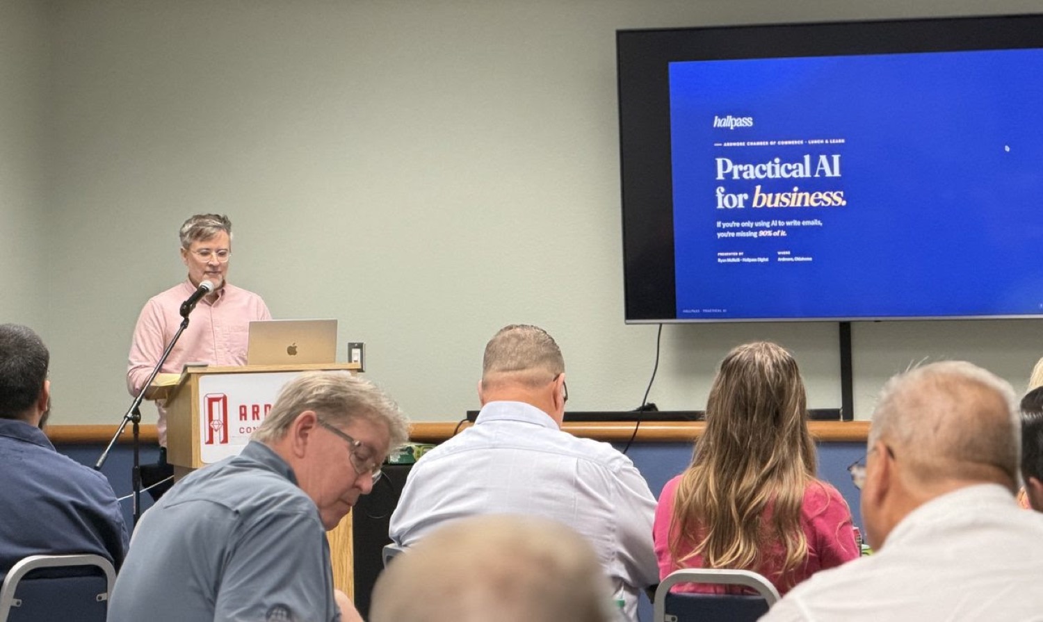 A member presenting at a Chamber Lunch & Learn